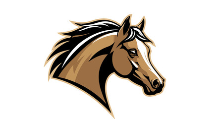Stylized horse head emblem with brown and white accents