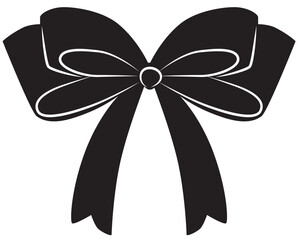 Hand drawn girly coquette bow ribbon. Vector stock illustration isolated for design template birthday, wedding, Christmas card, invitation, sale banner