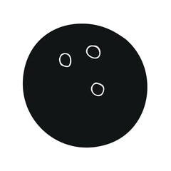Vector hand drawn sketch doodle colored bowling ball isolated on white background