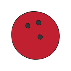 Vector hand drawn sketch doodle colored bowling ball isolated on white background