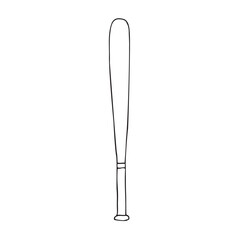 Vector hand drawn sketch doodle baseball bat isolated on white background