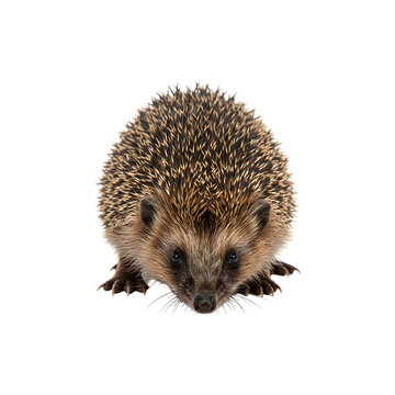 Hedgehog isolated on white background cute wild anial perfect for wildlife, pets, and adorable nature sock photography
