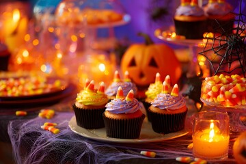 Spooky Table Setting for Halloween - Cupcakes and Seasonal Decor
