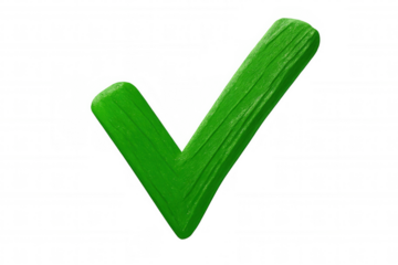 3d rendering of a green check mark symbol with a textured, brushstroke-like surface, conveying approval or confirmation on a transparent background