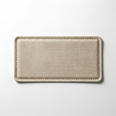 Blank rectangular fabric patch mockup with stitched border on white background, perfect for branding design.
