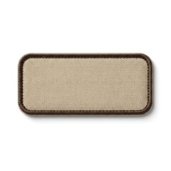 Blank rectangular fabric patch mockup with stitched border on white background, perfect for branding design.