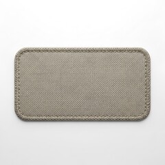 Blank rectangular fabric patch mockup with stitched border on white background, perfect for branding design.