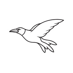 A Detailed Illustration of a Bird in Flight Showcasing Its Graceful Wings and Sharp Beak in a Simple Black and White Outline