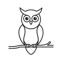 Whimsical Owl Perched on a Twig Illustration for Autumn and Halloween Celebrations