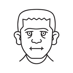 A Black and White Line Drawing of a Frightening Halloween Character with a Distinctly Stern and Unhappy Expression on His Face