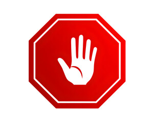 Obraz premium Stop Work Authority Icon – Hand Stop Symbol on Red Polygon PNG