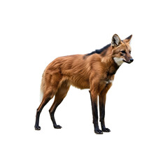 Fototapeta premium Wild red fox standing isolated on white background fr wildlife, forest animals, and nature photography cncept