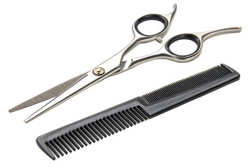 Hair cutting scissors and comb isolated  on AI generated by PNG