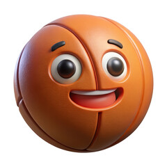 Fototapeta premium Cartoon basketball with a happy face isolated on transparent background, fun sport