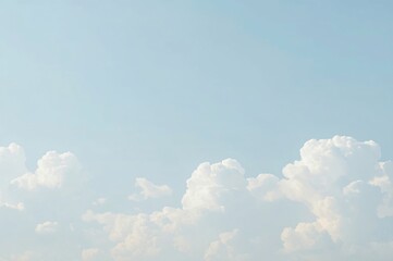 Sunny sky, fluffy clouds, horizon, background, design
