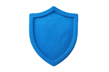 Blue shield featuring a transparent background, representing protection and security within the digital landscape