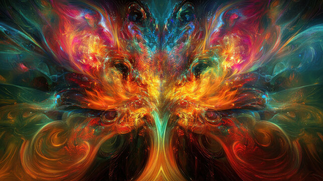 Psychedelic abstract explosion with vivid colors, intricate fractal patterns, and hypnotic swirls creating an energetic composition &mdash;ar 16:9 