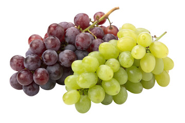 Fototapeta premium Freshly Harvested Red and Green Grapes on a White Background - A Vibrant Cluster of Healthy Fruit