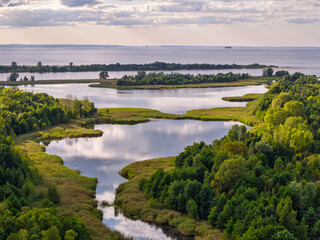 Fototapeta premium Beautiful scenery of Mikoszewo lake at summer, Poland