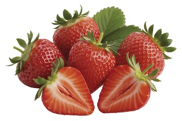 Fresh Strawberries Arrangement on White Background High Resolution Image Perfect for Healthy Food Recipes and Summer Fruit Concepts
