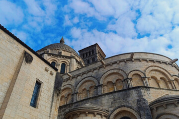 Fototapeta premium Angoulême Cathedral seen from above with blue sky