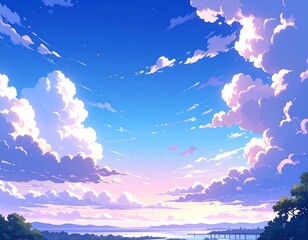 Serene Sunset Sky Landscape.