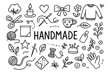 Fototapeta na wymiar Handmade craft doodles collection for diy projects