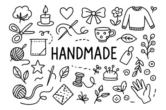Handmade craft doodles collection for diy projects