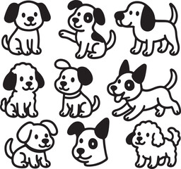 Fototapeta premium Abstract geometric shape with vibrant color accents of Cartoon dog or puppy characters