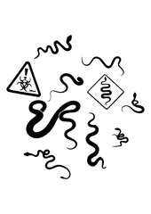 Dangerous Worms and Toxic Warning Icons
