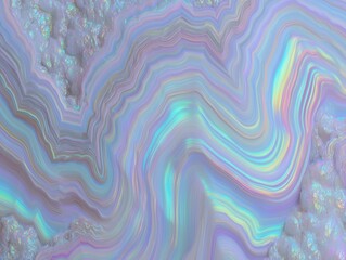 An elegant close-up of iridescent opal stone surfaces, showcasing flowing patterns with a spectrum of pastel colors, creating a serene and captivating natural design
