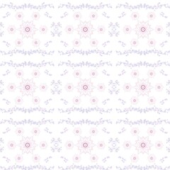Pink Lace Floral Seamless Pattern on White Background.