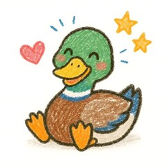 청둥오리, 크레용 아트 일러스트, jpeg (Mallard, crayon art Illustration, jpeg)