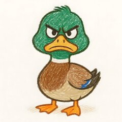 청둥오리, 크레용 아트 일러스트, jpeg (Mallard, crayon art Illustration, jpeg)