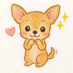 치와와, 크레용 아트 일러스트, jpeg (Chihuahua, crayon art Illustration, jpeg)