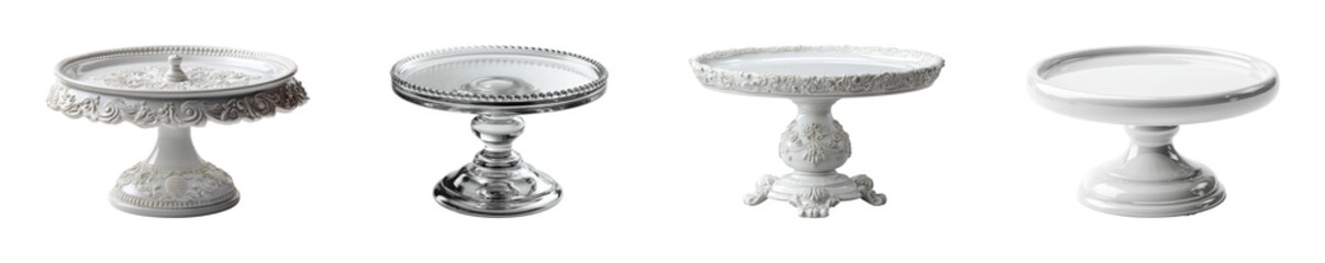 Elegant cake stands display minimalist PNG set, cut out, isolated on transparent background ©  Dreamy Shots