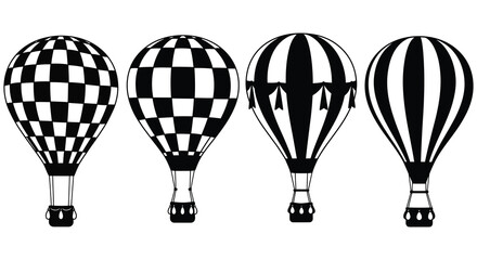 Fototapeta premium Four black and white hot air balloons in different patterns