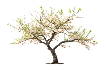 Obraz premium Cherry blossom tree in full bloom isolated on transparent background