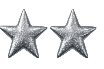 Obraz premium Two textured silver christmas stars decorations on transparent background, perfect for festive projects