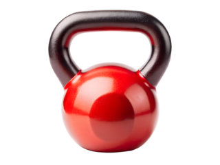 Red kettlebell isolated on transparent background