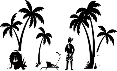 Chilling Under Palm Trees Vector Set
