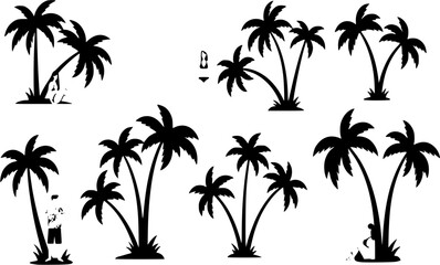 Fototapeta premium Chilling Under Palm Trees Vector Set 