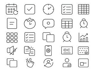Collection of hand drawn business icons isolated on white background