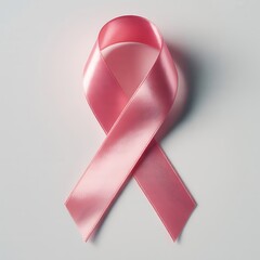 A satin pink ribbon symbol for breast cancer awareness isolated on transparent background