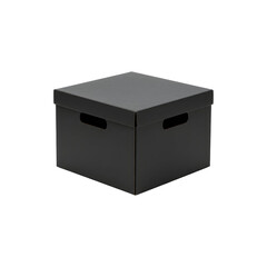 Black cardboard storage box with lid – office and hme organization container stock photo