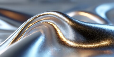Metallic silver material flowing and reflecting light