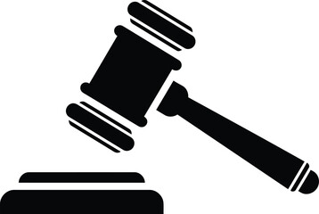 A black gavel resting on a sound block on a white background Eps 10