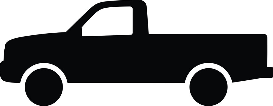 A black silhouette of a pickup truck on a white background Eps 10