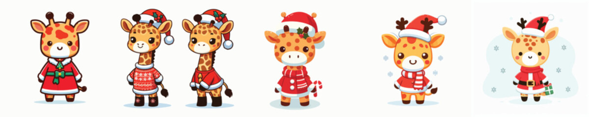 cute giraffe vector christmas costume