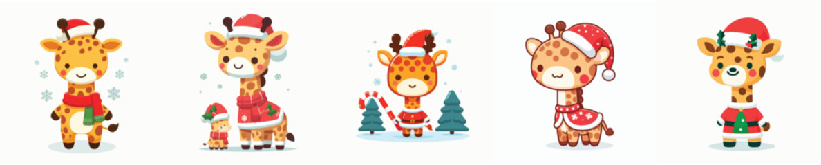 cute giraffe vector christmas costume